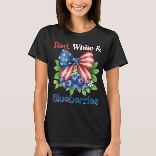 Retro Red, White and Blueberries Patriot USA Flag T-Shirt (Vorderseite)
