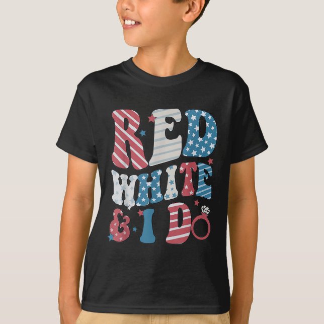 Retro Red White And I Do 4th Of July Bachelorette  T-Shirt (Vorderseite)