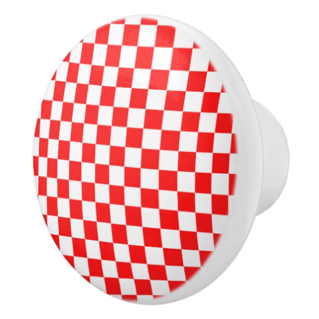 Retro Red White Kitchen Cabinet Drawer Knob Keramikknauf (Rechts)