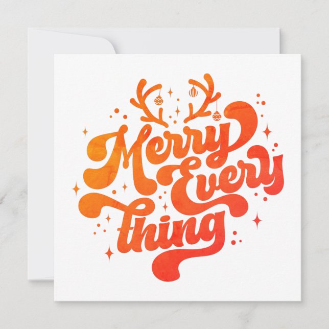 Retro Red White Merry alles Frohe Weihnachten (Vorderseite)