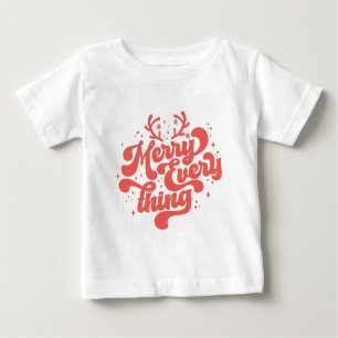 Retro Red White Merry alles Frohe Weihnachten Baby T-shirt