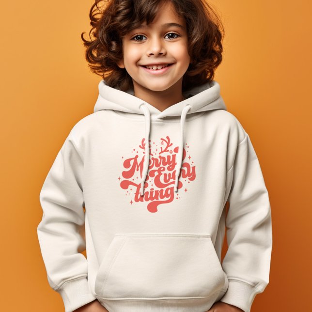 Retro Red White Merry alles Frohe Weihnachten Hoodie (Retro Red White Merry everything Merry Christmas Hoodie)