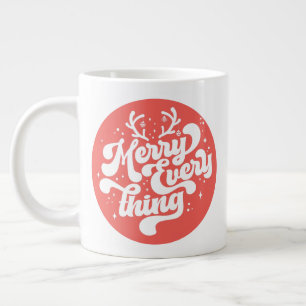 Retro Red White Merry alles Frohe Weihnachten Jumbo-Tasse