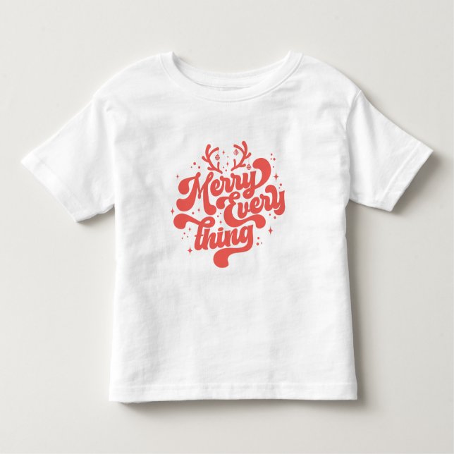 Retro Red White Merry alles Frohe Weihnachten Kleinkind T-shirt (Vorderseite)