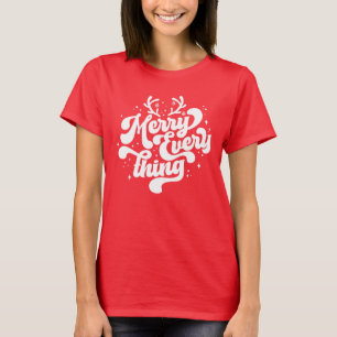 Retro Red White Merry alles Frohe Weihnachten T-Shirt