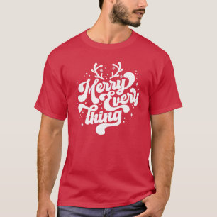 Retro Red White Merry alles Frohe Weihnachten T-Shirt