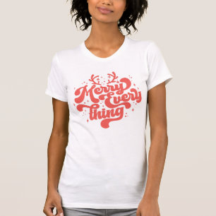 Retro Red White Merry alles Frohe Weihnachten T-Shirt