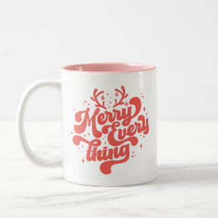 Retro Red White Merry alles Frohe Weihnachten Zweifarbige Tasse