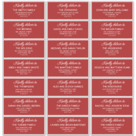 Retro Red & White Wedding Guest Address Labels
