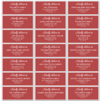 Retro Red & White Wedding Guest Address Labels