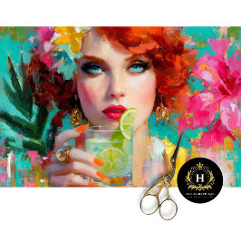 Retro Redhead Tropical Limon Cocktail Decoupage Seidenpapier