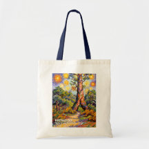 Retro Redwood Wald Farbiges Wildnis Van Gogh