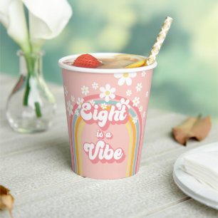 Retro Regenbogen Acht ist eine Stimmung Groovy 8.  Pappbecher