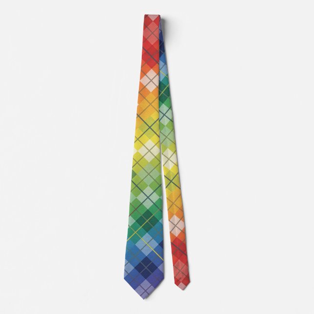 Retro-Regenbogen-Argyle-Karo-Muster Krawatte (Vorderseite)