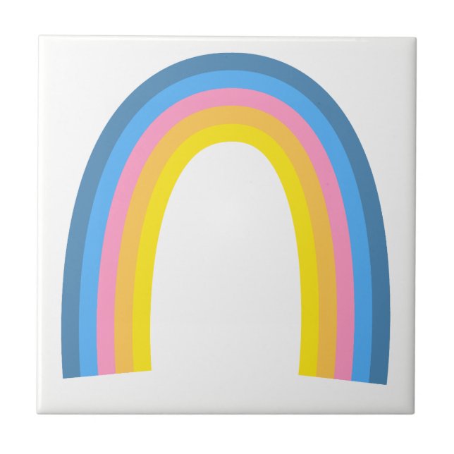 Retro-Regenbogen Blau Pink Orange Gelb Fliese (Vorderseite)