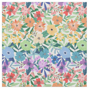 Retro-Regenbogen-Blume Blumenmuster Stoff