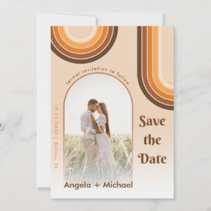 Retro-Regenbogen-Bogen-Foto-Boho-70er-Trendy Save The Date