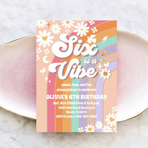 Retro-Regenbogen-Daisy-Geburtstagseinladung Einladung