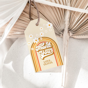 Retro-Regenbogen-Daisy-Groovy-Junggesellinnenabsch Geschenkanhänger