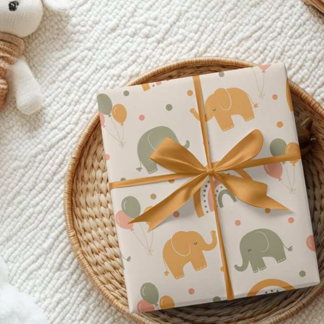 Retro-Regenbogen-Elefanten-Geschenkverpackung gesc Geschenkpapier (Von Creator hochgeladen)