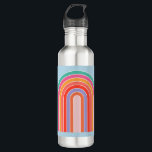 Retro-Regenbogen-farbiges Blau Edelstahlflasche<br><div class="desc">Abstrakt Retro Regenbogen - Farbiger Regenbogen - Blauer Hintergrund.</div>