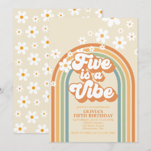 Retro Regenbogen FIVE ist eine Stimmung Groovy 5.  Einladung