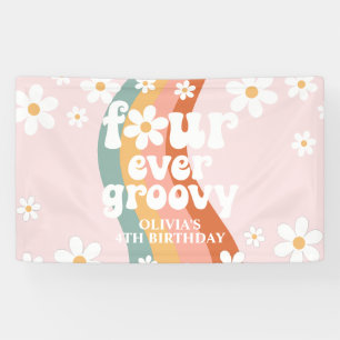 Retro-Regenbogen Four Ever Groovy Daisy 4. Banner