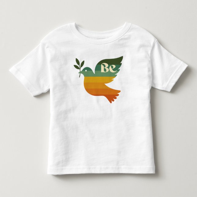Retro-Regenbogen-Friedens-Tauben-T-Shirt für Klein Kleinkind T-shirt (Vorderseite)
