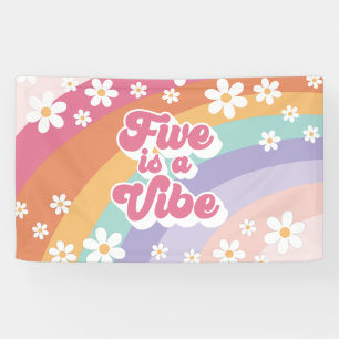 Retro Regenbogen Fünf ist eine Stimmung 5. Geburts Banner
