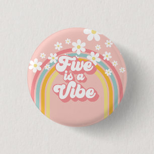 Retro Regenbogen FÜNF ist eine Stimmung Groovy 5. Button
