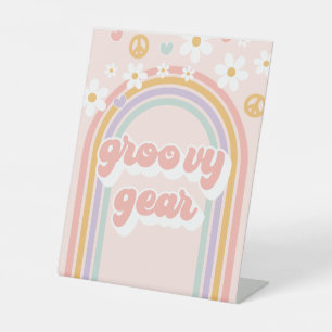 Retro-Regenbogen-Geburtstags-Groovy-Schild Sockelschild