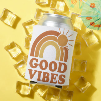 Retro-Regenbogen-Good-Vibes-Getränkehalter Dosenkühler