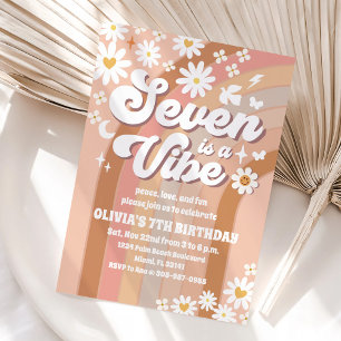 Retro-Regenbogen-Groovy-Geburtstagseinladung Einladung