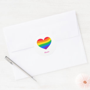 Retro-Regenbogen-Herz - Süße bunte abstrakte Kunst Runder Aufkleber
