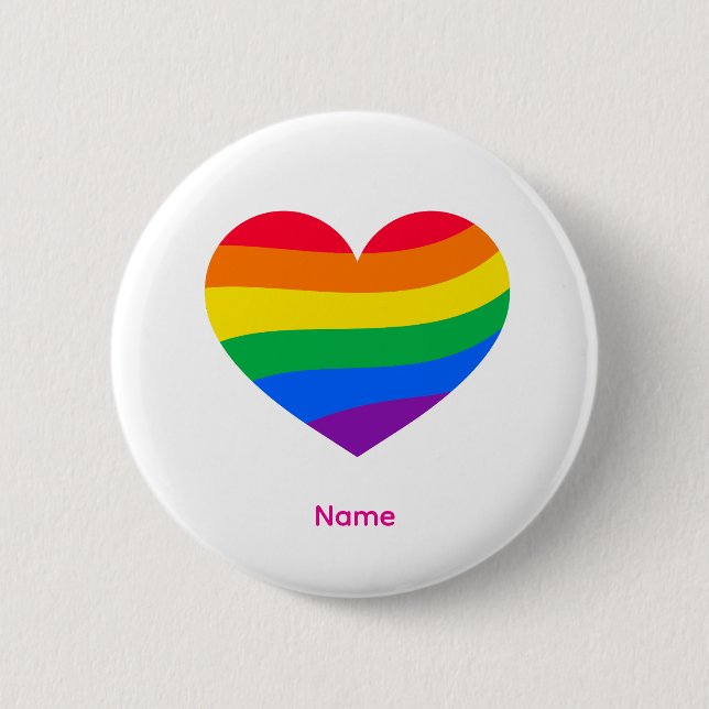 Retro-Regenbogen-Herz - Süße farbenfrohe abstrakte Button (Vorderseite)