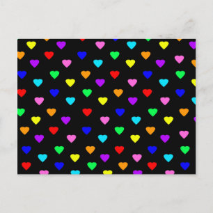 Retro-Regenbogen-Herzen Druck - Schwarz Postkarte