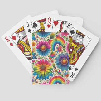 Retro-Regenbogen-Hippie-Blumenmuster Spielkarten