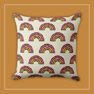 Retro-Regenbogen in Vintagen kalifornischen Surfer Kissen