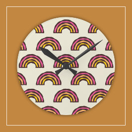 Retro-Regenbogen in Vintagen kalifornischen Surfer Runde Wanduhr