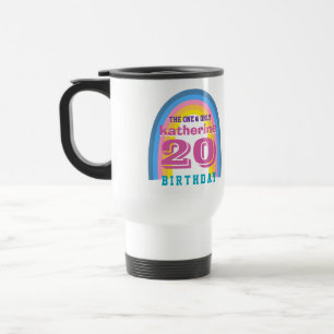 Retro-Regenbogen-Jahresgeburtstags-Kaffeetasse Reisebecher
