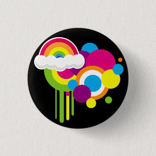 Retro Regenbogen-Knopf (Schwarzes) Button