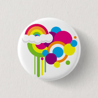 Retro Regenbogen-Knopf (weiß) Button