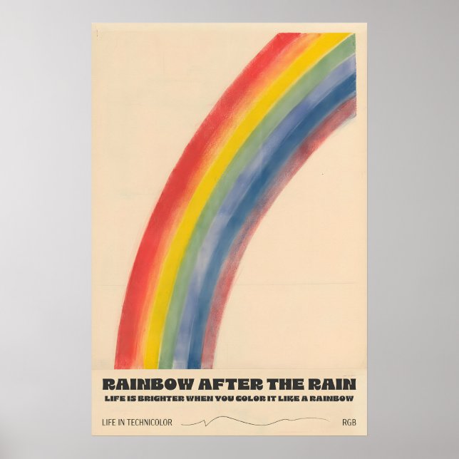 Retro-Regenbogen-Kunstposter – Life Is Brighter Zi Poster (Vorne)