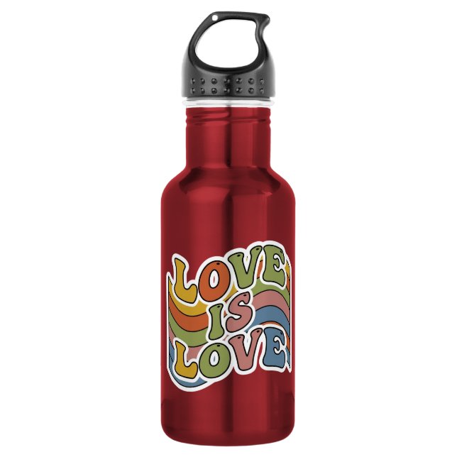 Retro-Regenbogen "Liebe ist Liebe" Edelstahlflasche (Vorderseite)