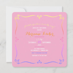 Retro-Regenbogen-Mädchen-Baby-Shower-Einladung