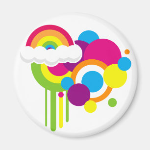 Retro Regenbogen-Magnet (weiß) Magnet