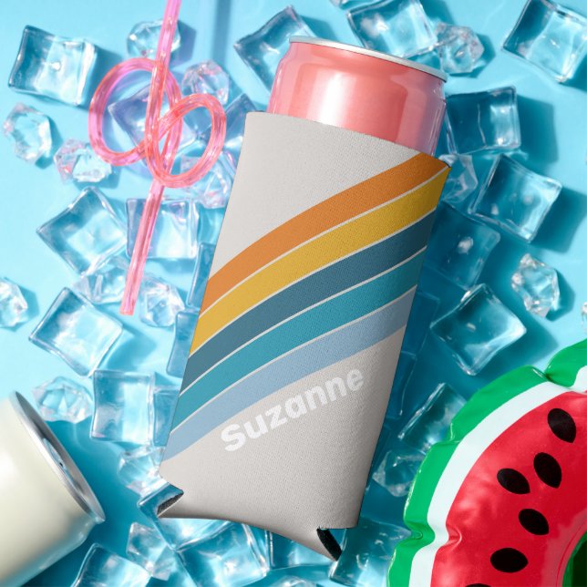 Retro-Regenbogen mit Name Selters Dosenkühler (In Situ Sommer)