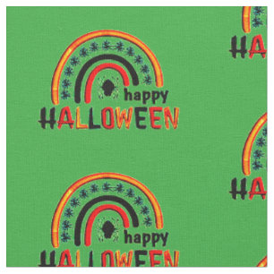 Retro Regenbogen mit Spider & Web Happy Halloween Stoff