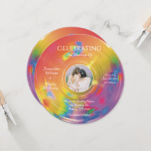Retro-Regenbogen-Musik-Vinyl-Schallplatten-Hochzei