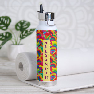 Retro-Regenbogen-Muster Nr. 3 Personalisierter Nam Trinkflasche